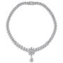 Vintage Style Fashion Bridal Multi Marquise Leaf Starburst AAA CZ Statement Collar Tennis Necklace Matching Chandelier Dangle Earrings Jewelry Set for Women Wedding Prom Pageant Silver Plated