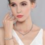 EVER FAITH Leaf Lace Full Pave Cubic Zirconia Wedding Necklace Bracelet Earrings Jewelry Set Silver-Tone