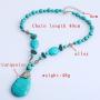 Turquoise 3pcs Set - a Turquoise Necklace a pair of turquoise pendant tassel earrings, a stretchable turquoise braceleta Gift for Ladies