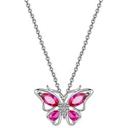 Hipunk 925 Sterling Silver Birthstone Butterfly Jewelry Women Crystal Animal Cute Butterflies Birthday Necklace/Earring/Ring/Bracelet Sets Birth Stone Statement Anniversary Jewellery