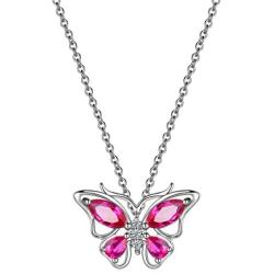 Hipunk 925 Sterling Silver Birthstone Butterfly Jewelry Women Crystal Animal Cute Butterflies Birthday Necklace/Earring/Ring/Bracelet Sets Birth Stone Statement Anniversary Jewellery