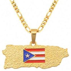 Puerto Rico Map Flag Pendant Necklaces Women/Men Gold Pr Puerto Ricans Necklace Jewelry Gifts