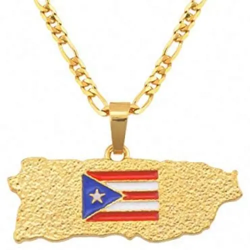 Puerto Rico Map Flag Pendant Necklaces Women/Men Gold Pr Puerto Ricans Necklace Jewelry Gifts