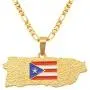 Puerto Rico Map Flag Pendant Necklaces Women/Men Gold Pr Puerto Ricans Necklace Jewelry Gifts