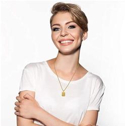 Joycuff 18K Gold Filled Initial Capital Letter Pendant Necklace Square Alphabet Rectangle Medallion Personalized Handmade Stainless Steel Simple Jewelry Gifts for Women Men Teenagers Best Friends