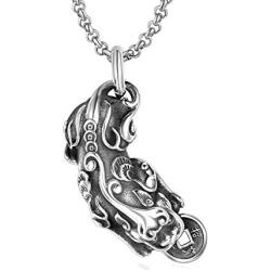 JAJAFOOK Pixiu Pendant Mascot Necklace Lucky and Wealthy Necklace Feng Shui Amulet Animal Pendant