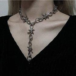 Lullabb Friendship Couple Barbed Wire Brambles Razor Blade Pendant Necklace Bracelet Jewelry Set for Women Men