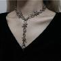 Lullabb Friendship Couple Barbed Wire Brambles Razor Blade Pendant Necklace Bracelet Jewelry Set for Women Men