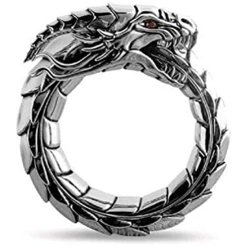 Dragon Ring for Men, Norse Viking Dragon Head Ring, Vintage Dragon Totem Amulet Ring, Hip Hop Biker Ring, Punk Animal Dragon Jewelry for Men Boys
