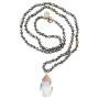 Niumike Crystal Beads Long Necklaces with Statement Transparent Pendant,100% Hand Braided Necklace
