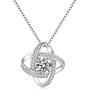 Jewlpire Love Knot Necklace for Women - 18K White Gold Plated Sterling Silver Cubic Zirconia Pendant Necklace - Best gift for your lover