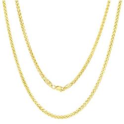 Nuragold 10k Yellow Gold 2.5mm Franco Rounded Palm Wheat Foxtail Spiga Chain Pendant Necklace, Mens Womens Lobster Lock 16'' 18'' 20'' 22'' 24'' 26'' 28'' 30''
