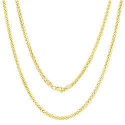 Nuragold 10k Yellow Gold 2.5mm Franco Rounded Palm Wheat Foxtail Spiga Chain Pendant Necklace, Mens Womens Lobster Lock 16'' 18'' 20'' 22'' 24'' 26'' 28'' 30''