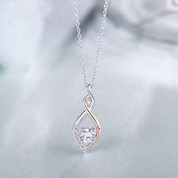 Womens 925 Sterling Silver Necklace Infinity Love Rose Gold White Gold Plated Pendant CZ Diamond Necklace Best Valentines Day