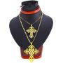 Two Size Gold Cross Necklace for Women Men Gold Plated Ethiopian Cross Charm Pendant Eeligion Jewelry Gifts