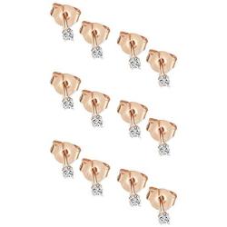 Udalyn 6-12 Pairs Tiny 2mm Stainless Steel Stud Earrings For Mens Womens CZ Round Ball Earrings Set