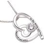 ALOV Jewelry Sterling Silver I Love You Grandma to The Moon and Back Love Heart Cubic Zirconia Pendant Necklace