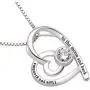 ALOV Jewelry Sterling Silver I Love You Grandma to The Moon and Back Love Heart Cubic Zirconia Pendant Necklace