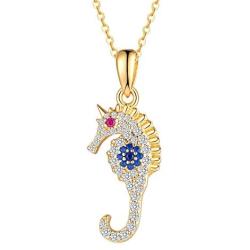 Gold Bee / Gold Seahorse / Silver Hedgehog Pendant Necklace, 925 Sterling Silver Personalized Animals Necklace for Women Men Girls Boys Children Jewelry Gift 18+2 Extender (Gift Box included)