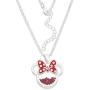 Disney Birthstone Women and Girls Jewelry Minnie Mouse Silver Plated Shaker Pendant Necklace, 18+2'' Extender