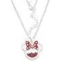 Disney Birthstone Women and Girls Jewelry Minnie Mouse Silver Plated Shaker Pendant Necklace, 18+2'' Extender