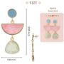 Multi Colorblock Geomtric Frame with Acrylic Gem Tear Drop Statement Earrings