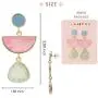 Multi Colorblock Geomtric Frame with Acrylic Gem Tear Drop Statement Earrings