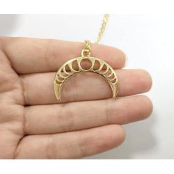 SENFAI Moon Phases Pendant Necklace Celestial Jewelry Boho Style Horn Gift for Her Best Friend