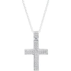 Dazzlingrock Collection 0.35 Carat (ctw) 10K Gold Round Diamond Ladies Cross Pendant 1/3 (Silver Chain Included)