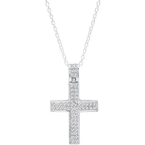 Dazzlingrock Collection 0.35 Carat (ctw) 10K Gold Round Diamond Ladies Cross Pendant 1/3 (Silver Chain Included) Dazzlingrock Collection 0.35 Carat (ctw) 10K Gold Round Diamond Ladies Cross Pendant 1/3 (Silver Chain Included)
