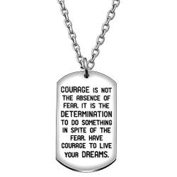 CAROMAY Pendant Necklace Inspirational Graduation Gift Courage is Not The Absence of Fear for Men Women Son Girls