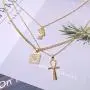 HUJUON 3-Layer Nefertiti Pharaoh Necklace. Punk Gold Egyptian Queen Cross Pendant Necklace,Hip Hop African Women Men Girls Jewelry
