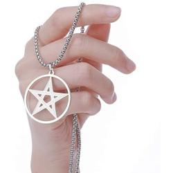 TEAMER Gold Silver Supernatural Star Pentagram Pentacle Pendant Necklace Wiccan Jewelry for Women Men