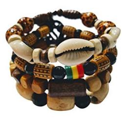 NOVARENA 1-24 Pcs Adjustable Length African Bracelets and Necklaces for Men Women Beaded Bracelets Multi Layer Ethnic Tribal Traditional