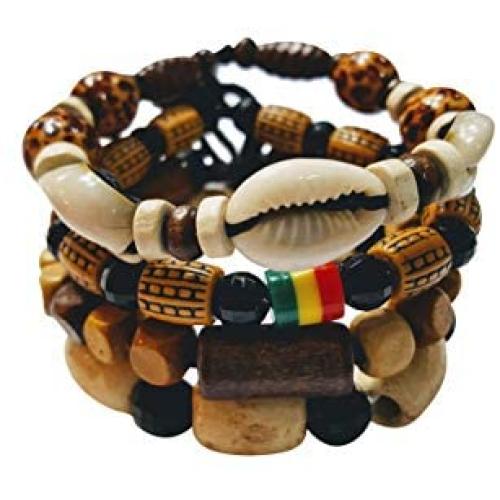 NOVARENA 1-24 Pcs Adjustable Length African Bracelets and Necklaces for Men Women Beaded Bracelets Multi Layer Ethnic Tribal Traditional