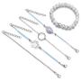 Beaded Bracelets for Women - Adjustable Charm Pendent Stack Bracelets For Women Girl Friendship Gift Rose Quartz Bracelet Links with Pearl Gold Plated
