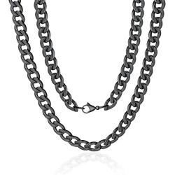 M MOOHAM 5MM 7MM 8MM 9MM 10MM 12MM Black Silver Gold Plated Stainless Steel Cuban Link Chain Necklace for Men Women 16-36 Inch