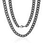 M MOOHAM 5MM 7MM 8MM 9MM 10MM 12MM Black Silver Gold Plated Stainless Steel Cuban Link Chain Necklace for Men Women 16-36 Inch