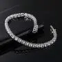 14k White Gold Plated Round Cut 5 Cubic Zirconia Tennis Bracelet 7.5 inch for Men and Women