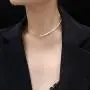Cowlyn Paper Clip Necklace Pearl Vintage Chunky Link Chain 18K Gold Fashion Retro Charm Valentine Jewelry for Women