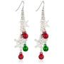 RareLove Three Layered Christmas Ring Bell Piercing Dangle Earrings Snowman Snowflake Silver Plated Alloy Holiday Jewelry For Women Girls