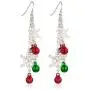 RareLove Three Layered Christmas Ring Bell Piercing Dangle Earrings Snowman Snowflake Silver Plated Alloy Holiday Jewelry For Women Girls