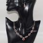 UDORA Silver Blue Red Teardrop Necklace Earrings Jewelry Set Wedding Party Prom