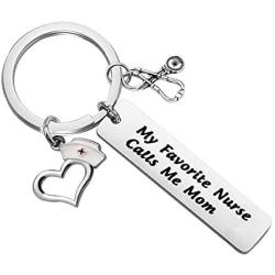 PENQI Nurse Mom Keychain Gift Nursing Themed Jewelry Medical Student Gift My Favorite Nurse Calls Me Mom Keychain Nursing Graduation Gift from Mom