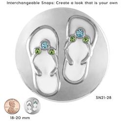 Ginger Snaps Flip Flops Charm Accessory | Interchangeable Snap Jewelry Collection | Button Charms for Necklaces & Bracelets | Standard Size | SN21-28