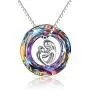 TOUPOP s925 Sterling Silver I Love You Mom Love Heart Best Mom Pendant Necklace Crystal Jewelry Gifts for Women Mom Mother Grandma Nana Wife Birthday Mothers Day
