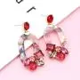 BSJELL Acrylic Resin Dangle Earrings For Women Statement Floral Tortoise Shell Hoop Earrings Crystal Multicolor Oval Geometric Drop Earrings Fashion Jewelry