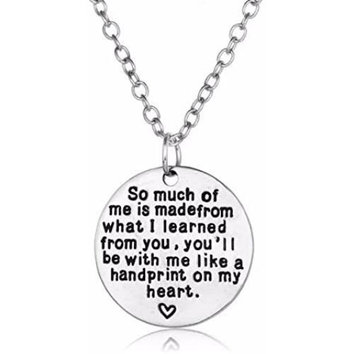 LKXHarleya Round Pendant Teacher Necklace Personalized Engraved Charm Jewelry Graduation Appreciation Gift for Women