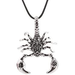 New Mens Scorpion Necklace Polished Gothic Biker Mens Necklace with Cord Chain Jewelry