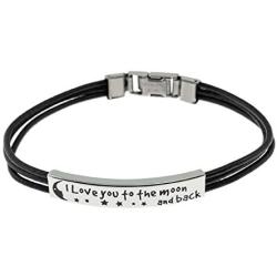 Joyful Sentiments Love Jewelry Stainless Steel I Love You to The Moon and Back Bracelet